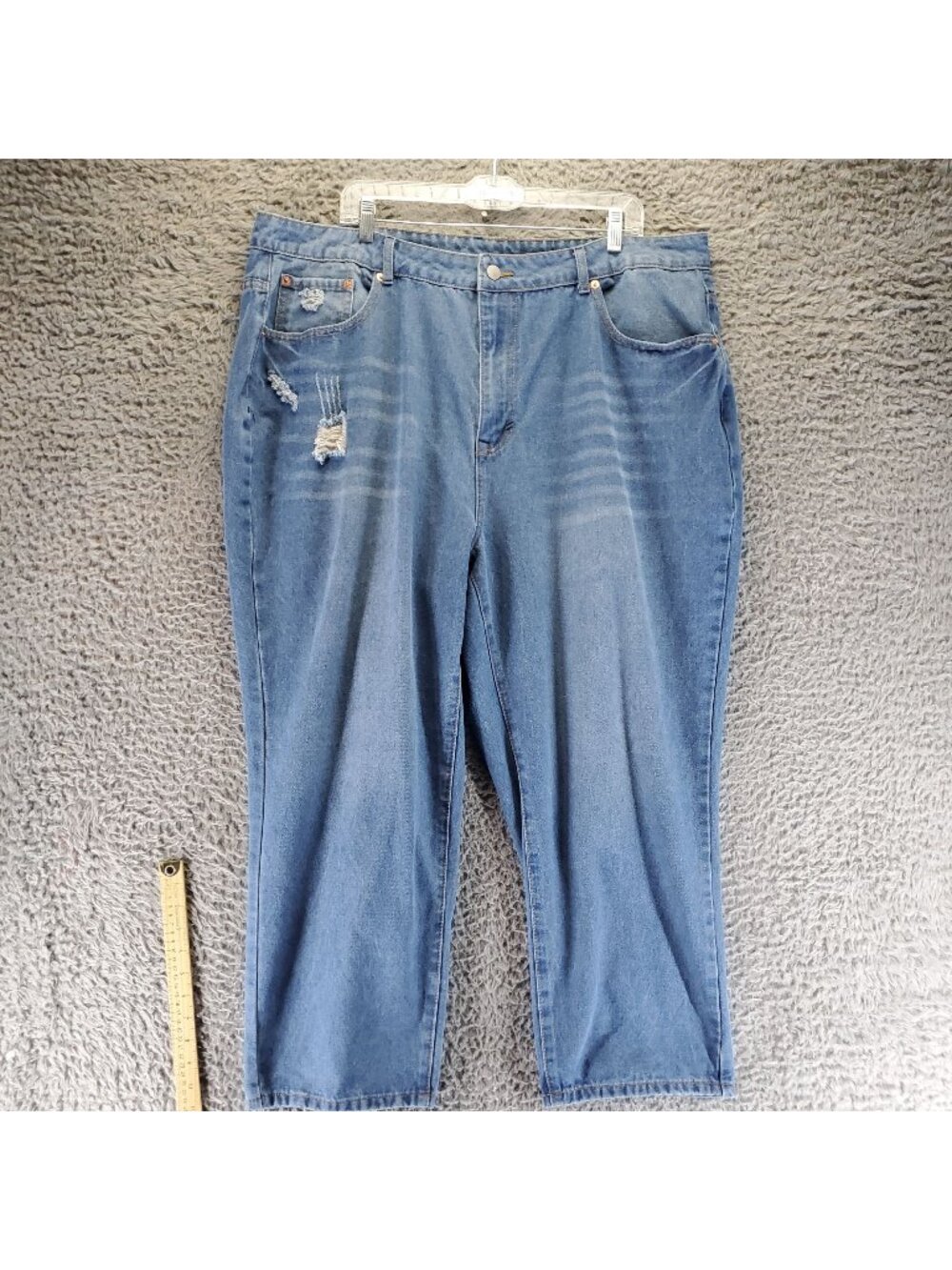 Shein Jeans Womens 4XL Blue Curve Stretch Distressed Denim Casual Plus Size